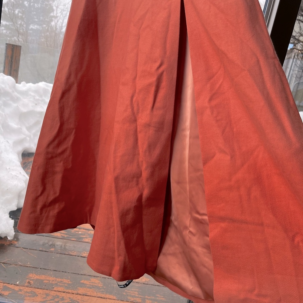 Lavish Alice: Ruffled Tie Back Garden Spring Midi Dress in Coral Linen Blend - Picture 13 of 16